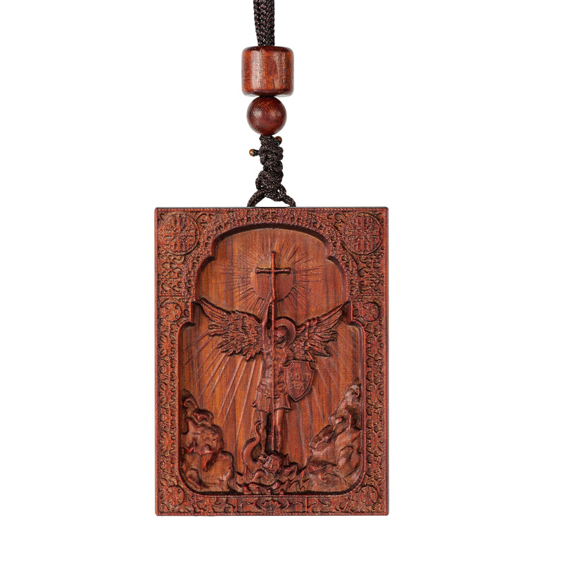 Red Purple Sandalwood St. Michael Pendant