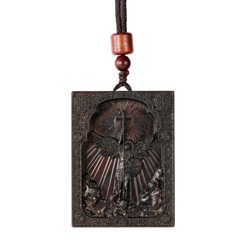 Black Purple Sandalwood St. Michael Pendant