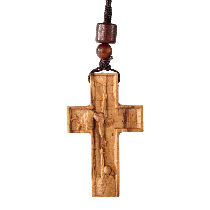 Olive Wood Savior's Cross Pendant