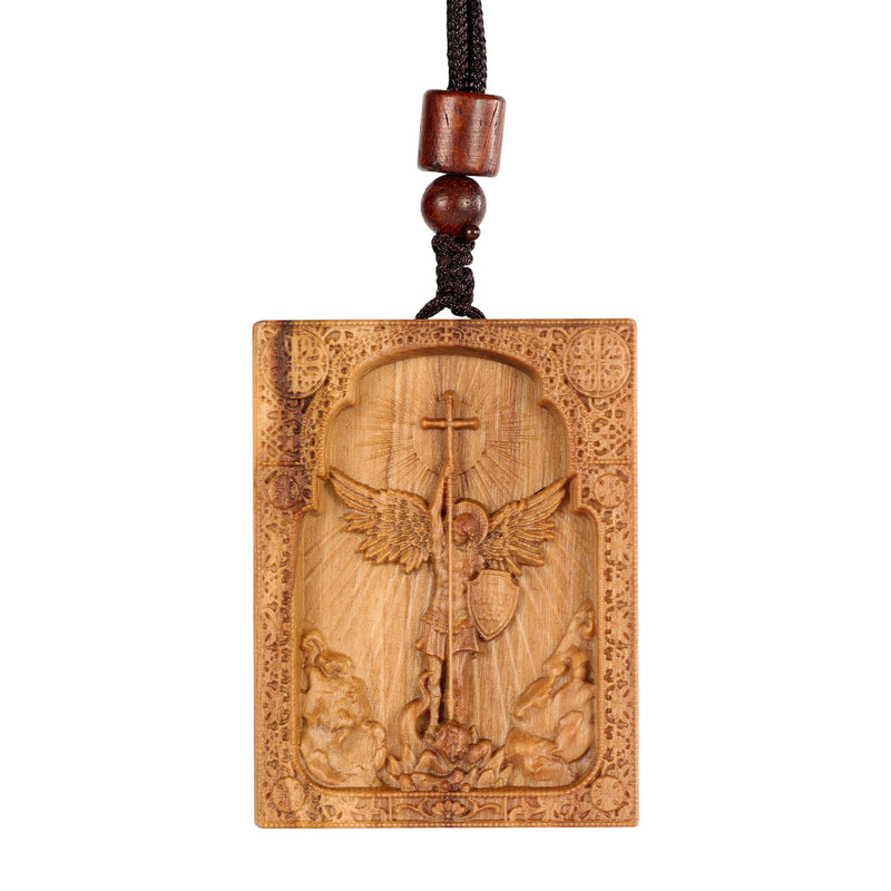 Olive Wood St. Michael Pendant