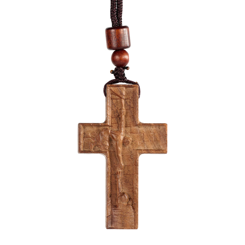 North American Black Walnut Savior's Cross Pendant